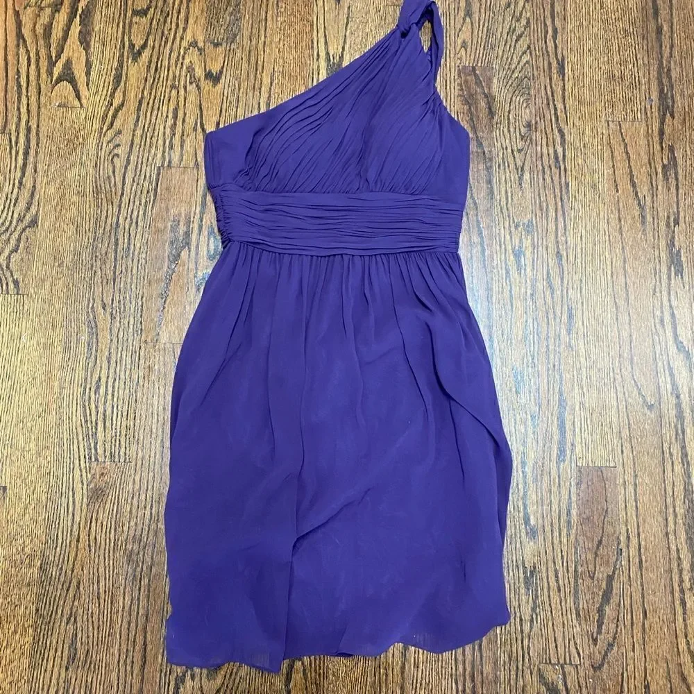 Donna Morgan  one shoulder purple pleated Flowey skirt kneelength formal dress